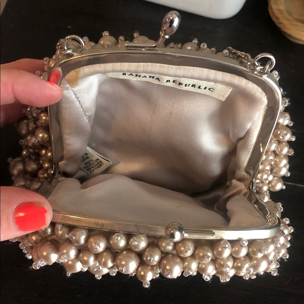 Banana Republic Pearl-Embellished Beaded Clutch - Champagne - Picture 3 of 6